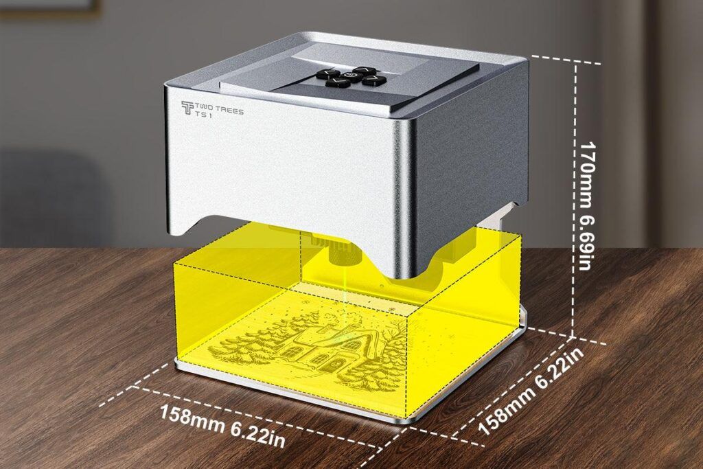 3DWork - TwoTrees TS1: review of this small-format laser engraver with a reasonable price - TS1 size - Review